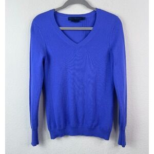 Enzo Mantovani 100% Cashmere Sweater Women's M Purple V-Neck Quiet Luxury Preppy